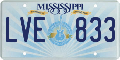 MS license plate LVE833