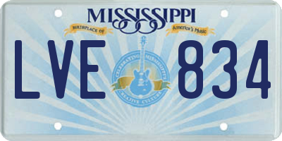 MS license plate LVE834