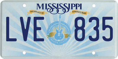 MS license plate LVE835