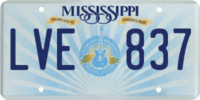 MS license plate LVE837