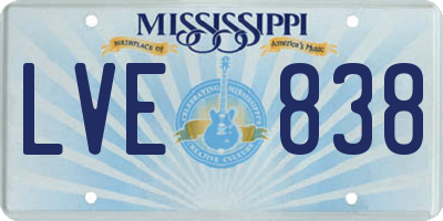 MS license plate LVE838