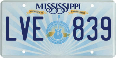 MS license plate LVE839