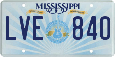 MS license plate LVE840