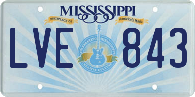 MS license plate LVE843