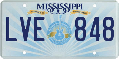 MS license plate LVE848