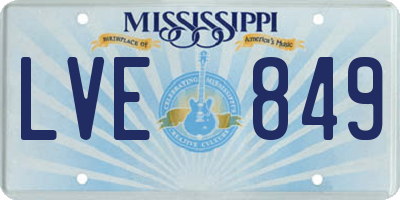 MS license plate LVE849