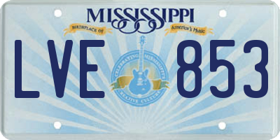 MS license plate LVE853