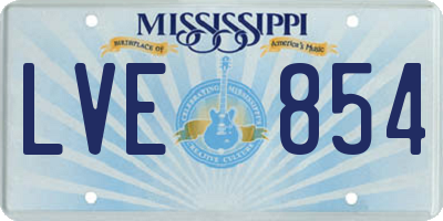 MS license plate LVE854