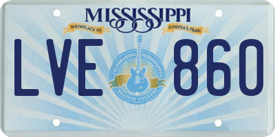 MS license plate LVE860