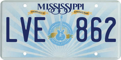 MS license plate LVE862