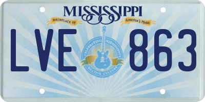 MS license plate LVE863
