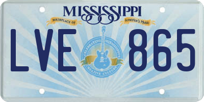 MS license plate LVE865