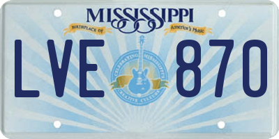 MS license plate LVE870