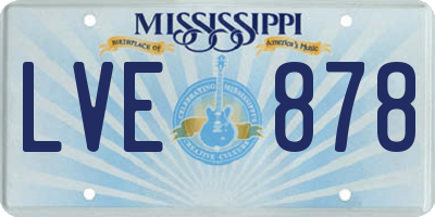 MS license plate LVE878
