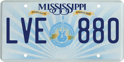 MS license plate LVE880