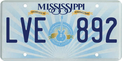 MS license plate LVE892