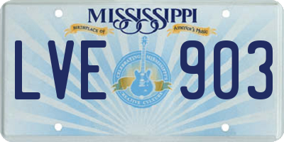 MS license plate LVE903