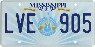 MS license plate LVE905