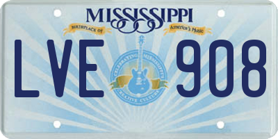 MS license plate LVE908