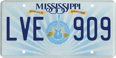 MS license plate LVE909