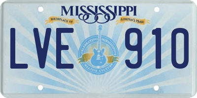 MS license plate LVE910