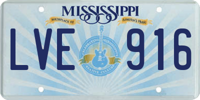 MS license plate LVE916