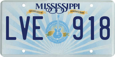 MS license plate LVE918