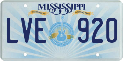 MS license plate LVE920