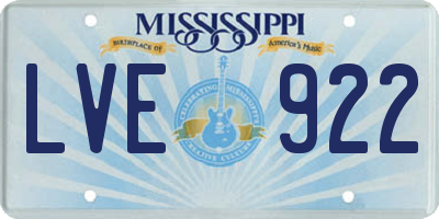 MS license plate LVE922