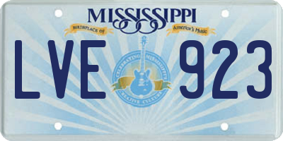 MS license plate LVE923