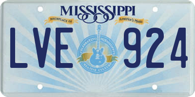 MS license plate LVE924