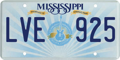 MS license plate LVE925