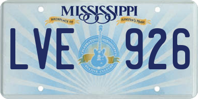 MS license plate LVE926
