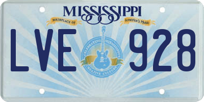 MS license plate LVE928