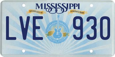 MS license plate LVE930