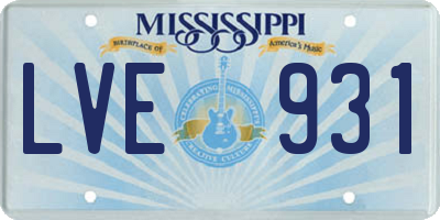MS license plate LVE931