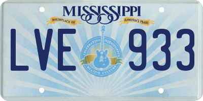 MS license plate LVE933