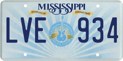 MS license plate LVE934