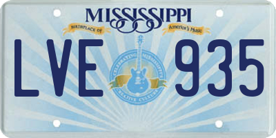 MS license plate LVE935