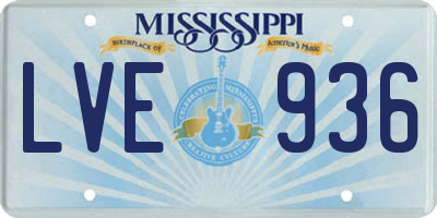 MS license plate LVE936