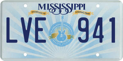 MS license plate LVE941
