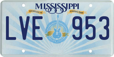 MS license plate LVE953
