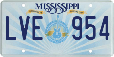MS license plate LVE954