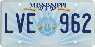 MS license plate LVE962