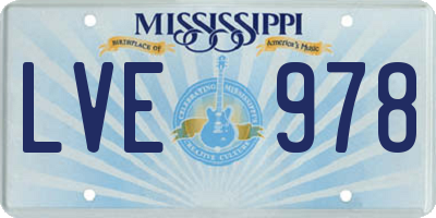 MS license plate LVE978