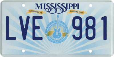 MS license plate LVE981