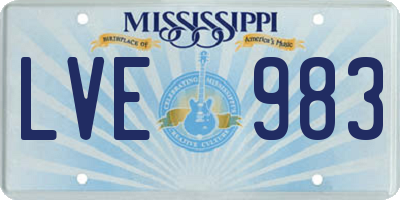 MS license plate LVE983