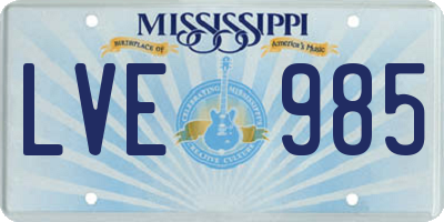 MS license plate LVE985