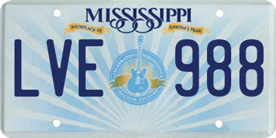 MS license plate LVE988