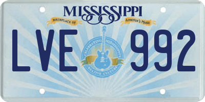 MS license plate LVE992